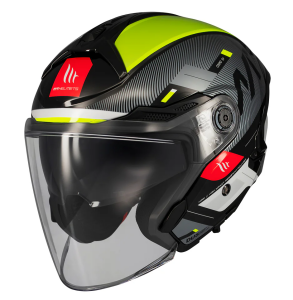 Casca open face motociclete MT Cosmo SV Silence B3 galben fluor lucios (ochelari soare integrati) - tip viziera: MT-V-37 - Galben fluor lucios , L (59/60cm)