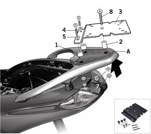 Portbagaj metalic spate Piaggio Fly (14-18) 4T AC 50cc  - Fly 125 (13-16) 4T 3V AC 125cc (culoare: negru)