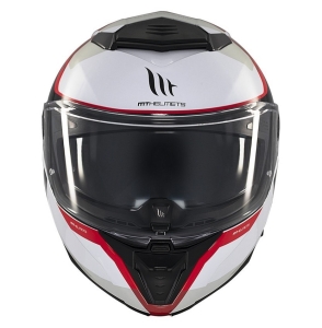 Casca modulabila MT Atom 2 SV Emalla B0 alb/rosu mat (ochelari soare integrati) Pinlock Ready - tip viziera: MT-V-35 - Alb/rosu lucios , L (59/60cm)