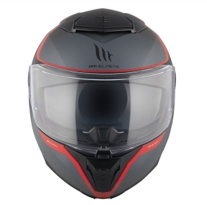 Casca modulabila MT Atom 2 SV Emalla B15 gri/rosu mat (ochelari soare integrati) Pinlock Ready - tip viziera: MT-V-35 - Gri/rosu mat , L (59/60cm)