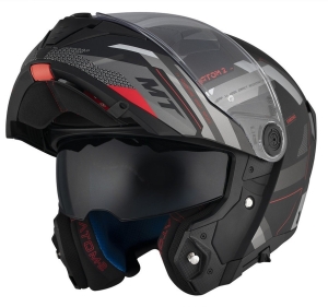 Casca modulabila MT Atom 2 SV Bast D5 negru/gri mat (ochelari soare integrati) Pinlock Ready - tip viziera: MT-V-35 - Negru/gri mat , XXL (63/64cm)