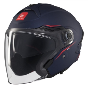 Casca open face motociclete MT Cosmo SV A7 albastru mat (ochelari soare integrati) - tip viziera: MT-V-37 - Albastru mat , XS (53/54cm)
