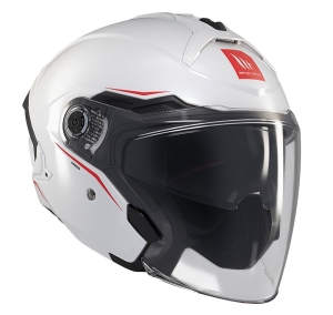 Casca open face motociclete MT Cosmo SV A0 alb lucios (ochelari soare integrati) - tip viziera: MT-V-37 - Alb lucios , S (55/56cm)