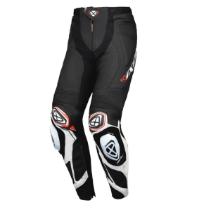 Pantaloni motociclete barbati piele Racing Ixon vara model Vortex 3 MS culoare: negru/alb - Negru/alb , XL