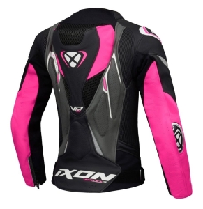 Geaca (jacheta) motociclete femei piele Racing Ixon vara model Vortex 3 LS culoare: negru/roz/alb - Negru/roz/alb , XS