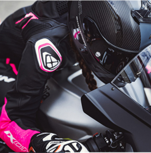 Geaca (jacheta) motociclete femei piele Racing Ixon vara model Vortex 3 LS culoare: negru/roz/alb - Negru/roz/alb , S