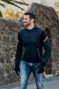 Geaca (jacheta) motociclete barbati Urban/Heritage Ixon mid-season model Striker Retro WP MS culoare: negru/navy/maro - Negru/navy/maro , XL