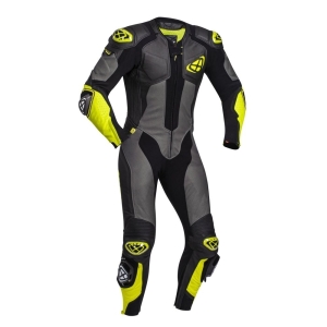 Costum (combinezon) motociclete barbati piele Ixon vara model Vendetta Evo MS culoare: negru/antracit/galben - Negru/antracit/galben , XXXL