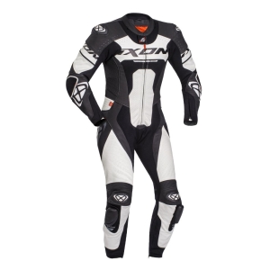 Costum (combinezon) motociclete barbati piele Ixon vara model Jackal MS culoare: negru/alb - Negru/albastru , XXL