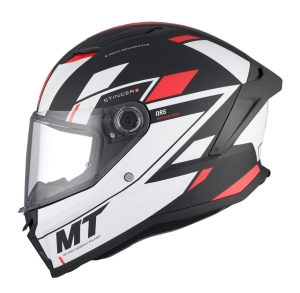 Casca integrala MT Stinger 2 Zivze B5 negru/alb/rosu mat - tip viziera: MT-V-28B – punctaj maxim SHARP Test – 5 stele - Negru/alb/rosu mat , S (55/56cm)