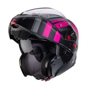 Casca modulabila (flip-up) Caberg model Horus X Road M1 gun metal (titanium)/negru/fuchsia (roz) mat Pinlock ready - lentila Pinlock inclusa - Titanium/negru/fuchsia mat , S (55/56cm)