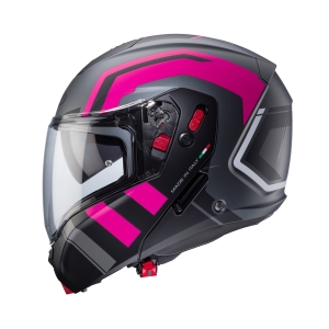 Casca modulabila (flip-up) Caberg model Horus X Road M1 gun metal (titanium)/negru/fuchsia (roz) mat Pinlock ready - lentila Pinlock inclusa - Titanium/negru/fuchsia mat , M (57/58cm)