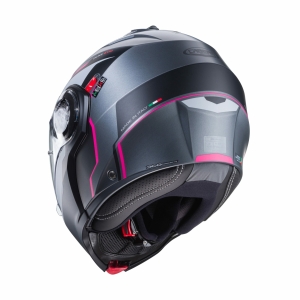 Casca modulabila (flip-up) Caberg model Duke Evo Move M1 SV gun metal (titanium)/negru/fuchsia (roz) mat Pinlock ready – lentila Pinlock inclusa - Titanium/negru/fuchsia , L (59/60cm)