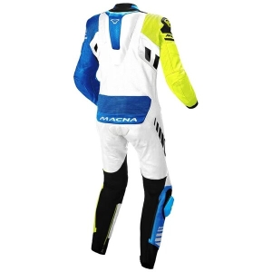 Combinezon de piele 1 piesa MACNA TRACKTIX 50 Negru/Alb/Galben Fluo, 3
