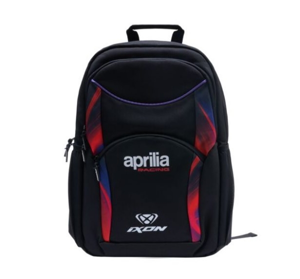 Rucsac (ghiozdan) moto Ixon model Aprilia 26 – culoare: negru/mov/rosu neon (produs cu licenta Aprilia), 2