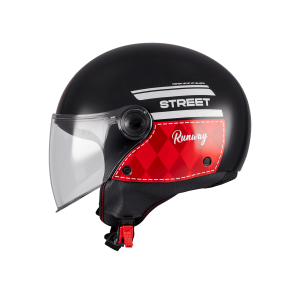 Casca open face motociclete MT Street S Runway B5 negru/rosu lucios - omologare noua ECE 22.06 - tip viziera: MT-V-15B - L (59/60cm)