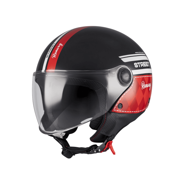 Casca open face motociclete MT Street S Runway B5 negru/rosu lucios - omologare noua ECE 22.06 - tip viziera: MT-V-15B - XL (61/62cm), 5