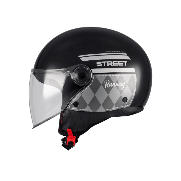 Casca open face motociclete MT Street S Runway B2 negru/gri lucios - omologare noua ECE 22.06 - tip viziera: MT-V-15B - XL (61/62cm), 2