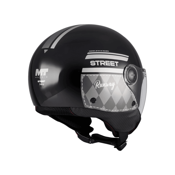 Casca open face motociclete MT Street S Runway B2 negru/gri lucios - omologare noua ECE 22.06 - tip viziera: MT-V-15B - XS (53/54cm), 4