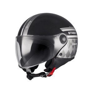 Casca open face motociclete MT Street S Runway B2 negru/gri lucios - omologare noua ECE 22.06 - tip viziera: MT-V-15B - L (59/60cm)