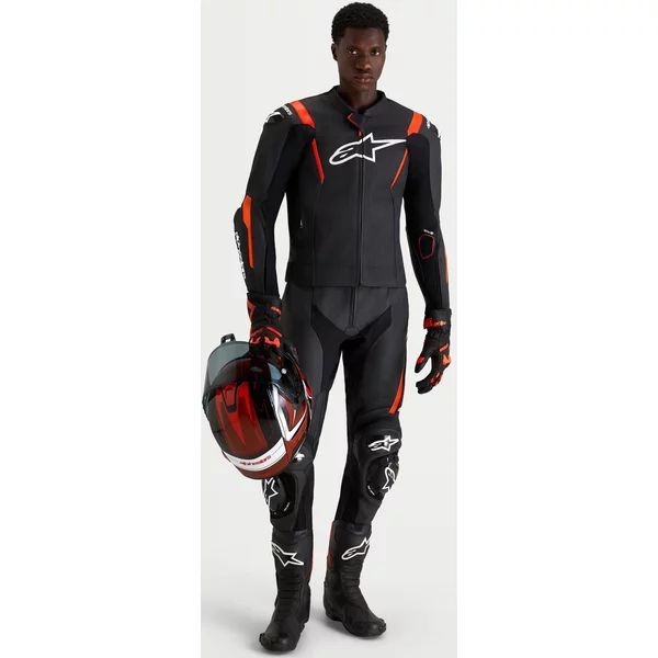 Combinezon de piele 2 piese ALPINESTARS MISSILE V3 46 Negru/Rosu fluo, 31