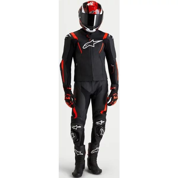 Combinezon de piele 2 piese ALPINESTARS MISSILE V3 46 Negru/Rosu fluo, 38