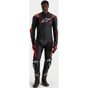 Combinezon de piele 2 piese ALPINESTARS MISSILE V3 46 Negru/Rosu fluo