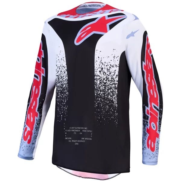 Tricou cross-enduro ALPINESTARS FLUID DRAG 2027 S Negru/Alb/Rosu fluo, 13