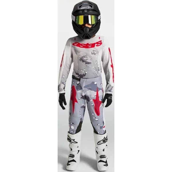 Pantalonii cross-enduro de copii ALPINESTARS FLUID LONE 2027 26 Gri/Alb/Rosu, 4