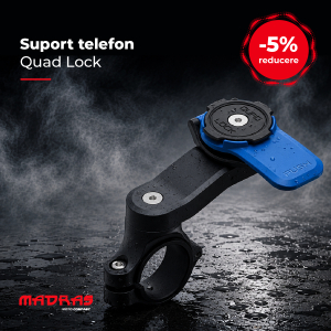 Suport Telefon Moto Quad Lock® Motorcycle Handlebar Mount V2 — Prindere Ghidon Scurt, Blocare Patentată în 2 Pași