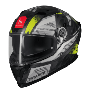 Casca integrala MT Braker SV Fury C6 gri/galben lucios (ochelari soare integrati) - tip viziera: MT-V-28B - DKS435 - punctaj maxim SHARP Test - 5 stele - Gri/galben lucios , XXL (63/64cm)