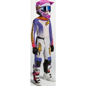 Tricou cross-enduro copii ALPINESTARS FLUID DRAG 2027 S Alb/Mov/Auriu