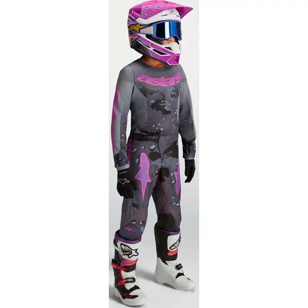 Tricou cross-enduro copii ALPINESTARS FLUID LONE S Gri camo/Mov, 7