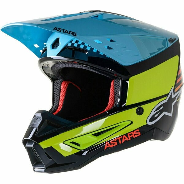 Casca cross-enduro Alpinestars Supertech S-M5 SPEED M Negru/Albastru/Galben, 3