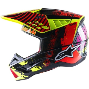 Casca cross-enduro Alpinestars Supertech S-M5 SOLAR FLARE S Negru/Albastru/Rosu