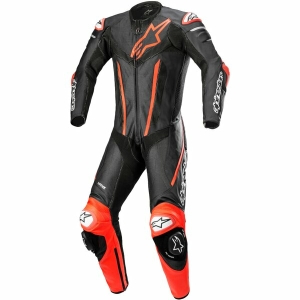 Combinezon de piele 1 piesa ALPINESTARS FUSION 56 Negru/Rosu fluo